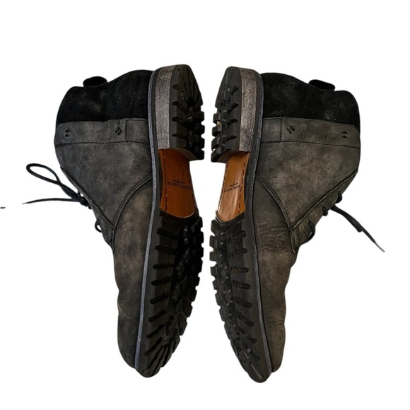 Mark Nason Loretto chukka lace up boot in distressed black leather and suede main image 8